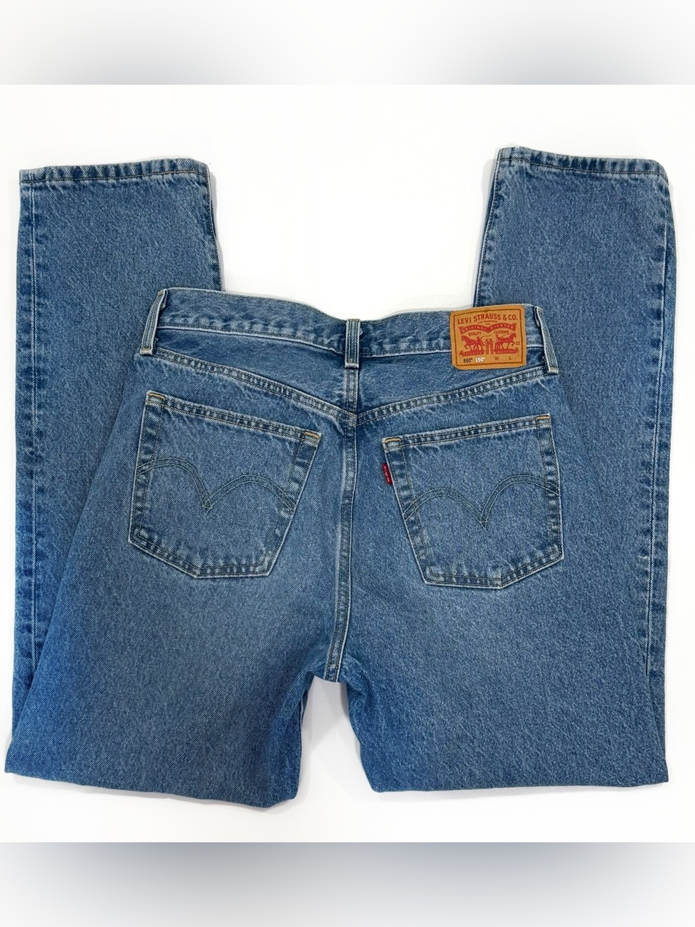 NWOT Levis Straight 501 Denim Jeans with Heart Embroidery | Size 28 - Picture 3 of 6